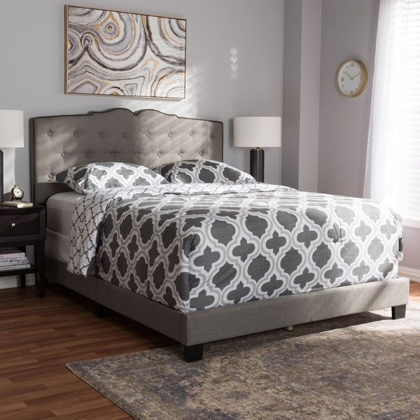 Baxton Studio Baxton Studio Vivienne Queen Bed - Elegant Light Grey Fabric Upholstered Design with Comfort & Style CF8747-P-Light Grey-Queen