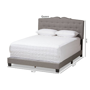 Baxton Studio Baxton Studio Vivienne Queen Bed - Elegant Light Grey Fabric Upholstered Design with Comfort & Style CF8747-P-Light Grey-Queen