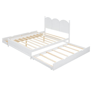 English Elm Queen Size Platform Bed With Twin Xl Trundle, 2 Storage Drawers, Elegant Design For Space-Saving N820S00025K-GIGA