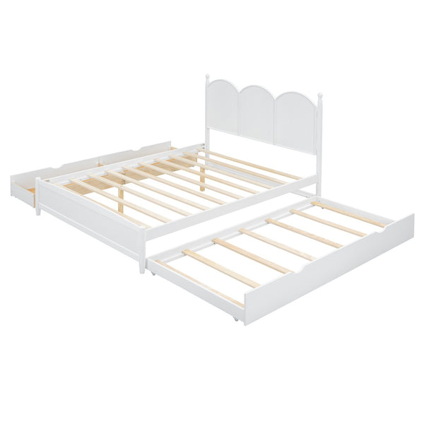 English Elm Queen Size Platform Bed With Twin Xl Trundle, 2 Storage Drawers, Elegant Design For Space-Saving N820S00025K-GIGA