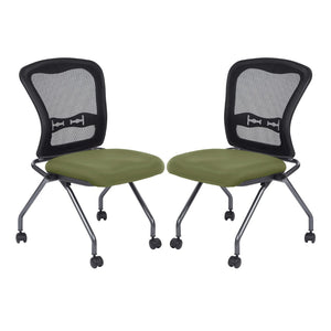OSP Home Furnishings Soft-flex Pro-line Ii Ergonomic Folding Chair with Mesh Back and Lumbar Support Sage 84220-R106
