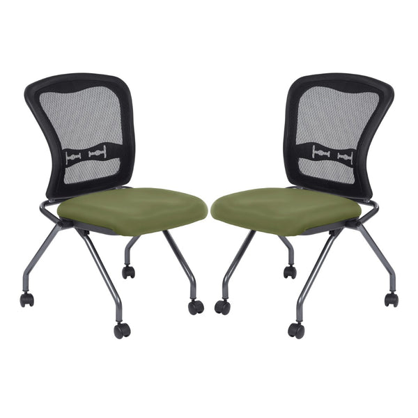 OSP Home Furnishings Soft-flex Pro-line Ii Ergonomic Folding Chair with Mesh Back and Lumbar Support Sage 84220-R106