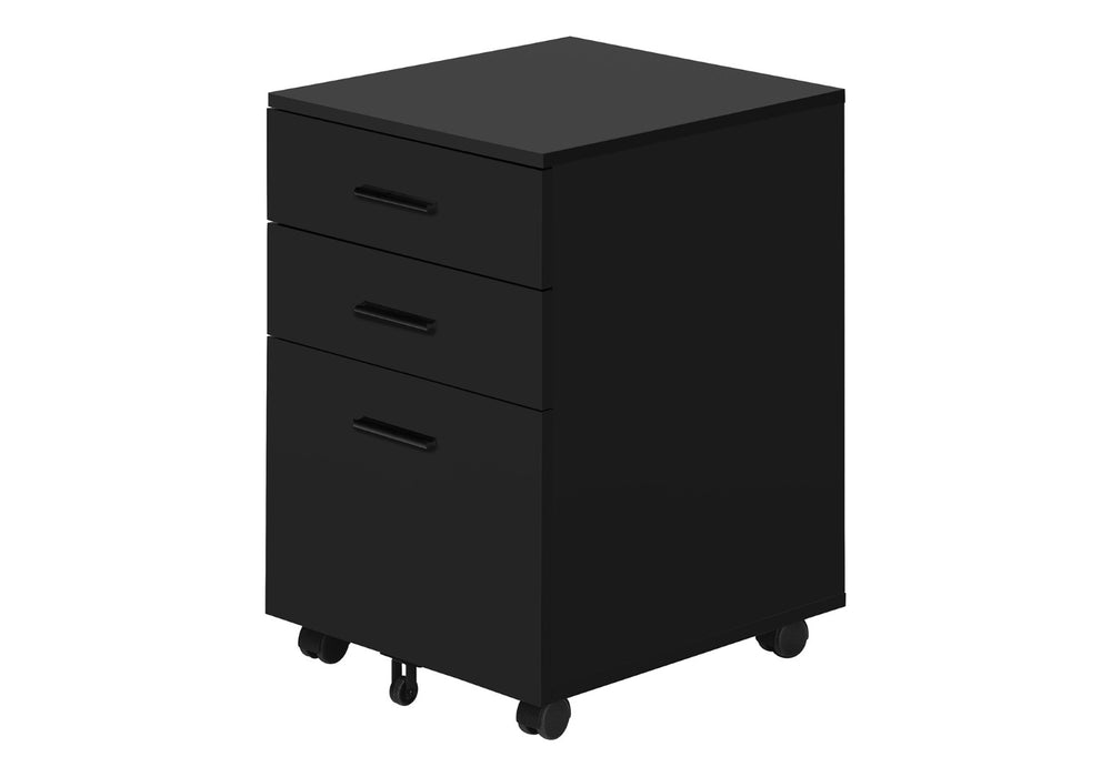 English Elm File Cabinet Rolling Mobile with Matte Black Laminate Finish for Modern Home Office B2710P219949