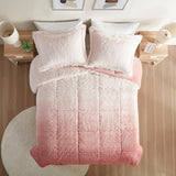 Intelligent Design Brielle Transitional Ombre Shaggy Long Fur Comforter Mini Set ID10-2145 Blush