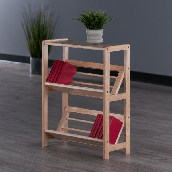 Winsome Wood Juliet 2-tier Tilted Bookshelf - Natural Solid Wood Display For Books, Cookbooks & Decor, Easy Assembly Natural Solid Wood 82430-winsome-wood