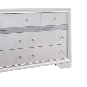 English Elm Transitional Six Drawer Dresser Gray Veneer Finish with Black Chamfered Legs Bedroom B056P416773