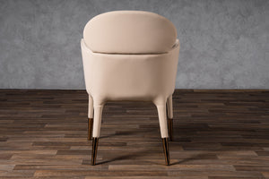 VIG Furniture Modrest Shannon - Modern Beige Vegan Leather + Rosegold Dining Chair VGVC-B022A-BGE
