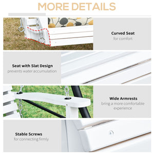 English Elm Outsunny 3-Seater Porch Swing Bench With Folding Coffee Table, Cup Holders & Durable Chains, White W2225P217702-GIGA