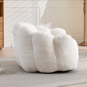 English Elm Lotus memory foam bean bag sofa with pull ring — anti-fouling faux fur, non-slip base, cozy support White W2311P357139