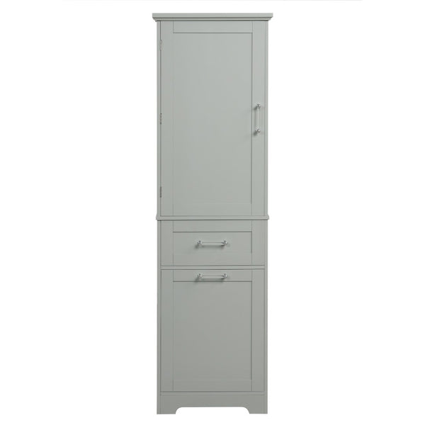 English Elm Tall Bathroom Storage Cabinet - Freestanding Grey Mdf Unit With Drawers & Adjustable Shelf For Organizing N725P206895E-GIGA