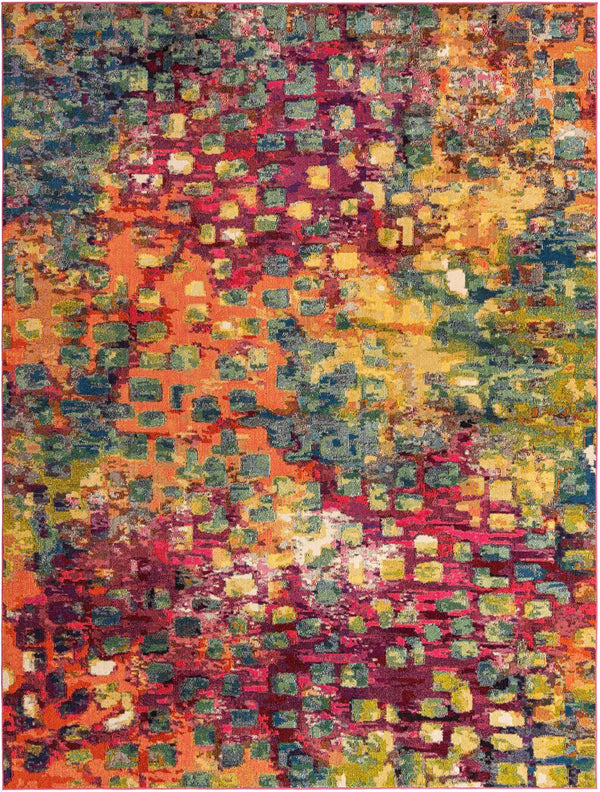 Unique Loom Jardin Ivy Machine Made Abstract Rug Multi, Cream/Light Blue/Navy Blue/Gray/Gold/Green/Burgundy/Orange/Purple/Violet/Pink 10' 0" x 13' 1"