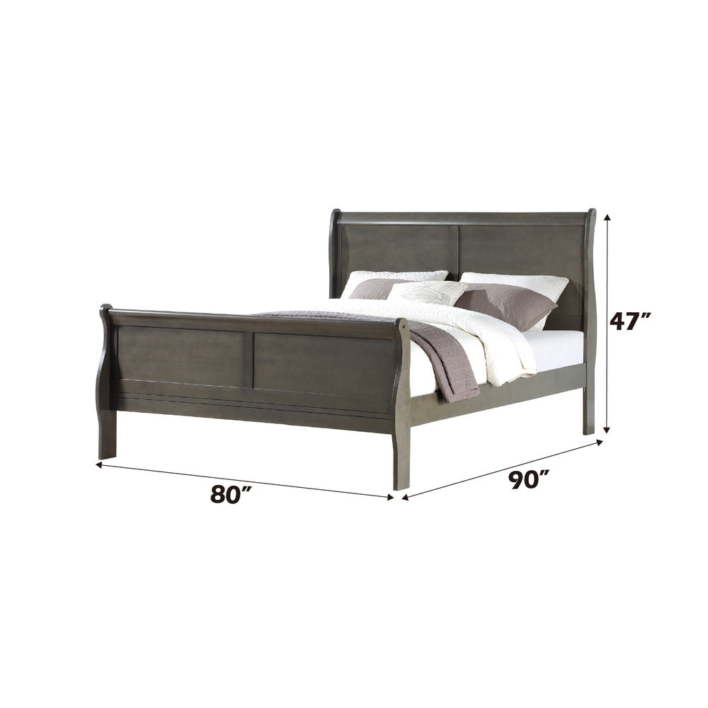 English Elm Louis Philippe Eastern King Sleigh Bed In Dark Gray - Sleek Design, Durable Build, Elegant Style B2726S00141