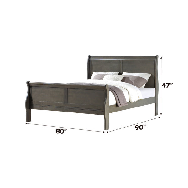 English Elm Louis Philippe Eastern King Sleigh Bed In Dark Gray - Sleek Design, Durable Build, Elegant Style B2726S00141