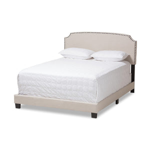 Baxton Studio Baxton Studio Modern Upholstered Bed with Curvaceous Headboard and Nailhead Trim for Stylish Bedrooms Odette Beige CF8747-S-Light Beige-Queen