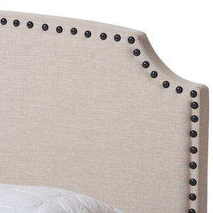 Baxton Studio Baxton Studio Modern Upholstered Bed with Curvaceous Headboard and Nailhead Trim for Stylish Bedrooms Odette Beige CF8747-S-Light Beige-Queen