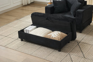 English Elm Chaise Lounge Chair With Storage Ottoman - Modern Upholstered Sofa Bed For Stylish Living Spaces W1170P353050
