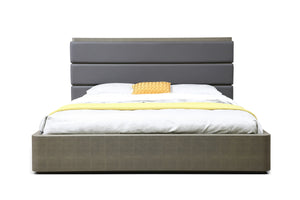 VIG Furniture Modrest Lois - Modern Grey Leather & Beige Shagreen Bed VGVC-BD2408-BED