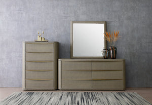 VIG Furniture Modrest Lois - Modern Beige Shagreen + Brass Chest VGVC-J2408-5H
