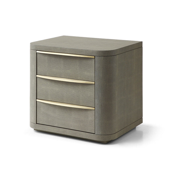 VIG Furniture Modrest Lois - Modern Beige Shagreen + Brass Nightstand VGVC-N2408