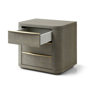 VIG Furniture Modrest Lois - Modern Beige Shagreen + Brass Nightstand VGVC-N2408