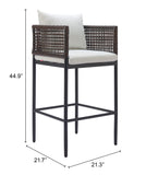 Palm Paradise Barstool Gray 704028 Zuo Modern