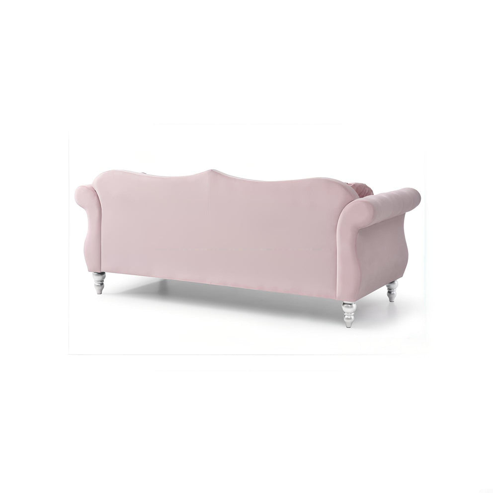 English Elm Hollywood Velvet Tufted Sofa with Nailhead Trim, Pocketed Coil Cushions, Hardwood Frame Elegance Pink 25 L x 24 W x 39 H B078S00136