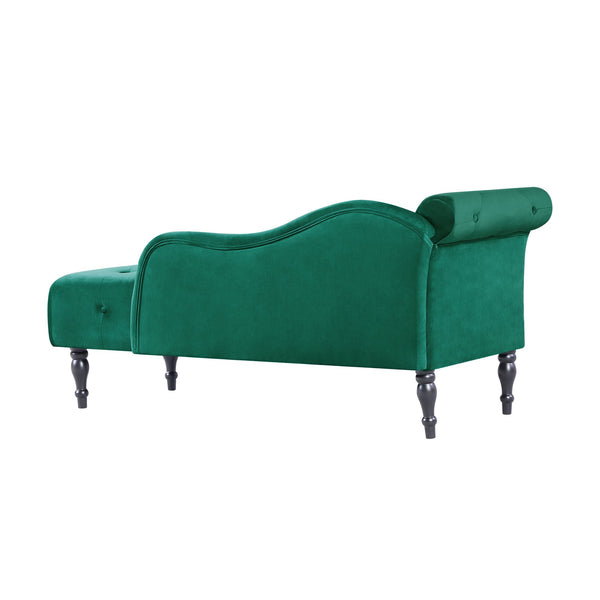 English Elm Aijia 60.6" Green Velvet Chaise Lounge With Button Tufting, Nailhead Trim & Pillow For Comfort W1117P284890