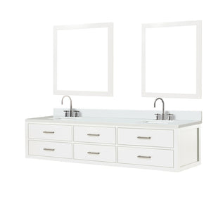 English Elm White Double Bath Vanity Set - 84" W X 22" D, Cultured Marble Top, Chrome Faucets & 36" Mirrors B2731S01845-GIGA