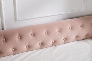 English Elm Twin Velvet Daybed with Pull Out Trundle Tufted Back Usb Port and Side Pockets Pink W1361S00037