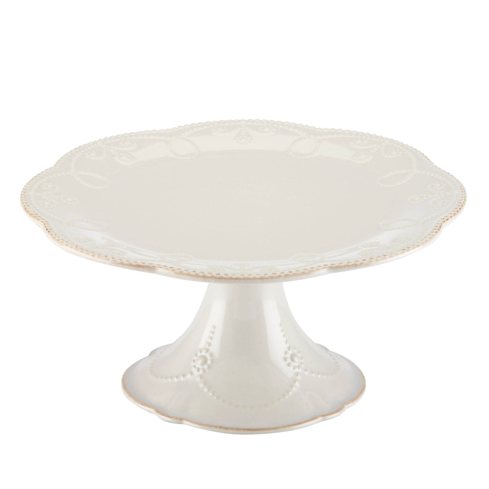 Lenox French Perle Scalloped Stoneware Cake Stand with Tea Stained Rim for Farmhouse Tables 824745