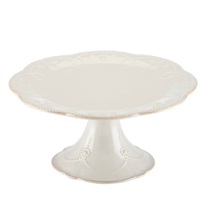 Lenox French Perle Scalloped Stoneware Cake Stand with Tea Stained Rim for Farmhouse Tables 824745