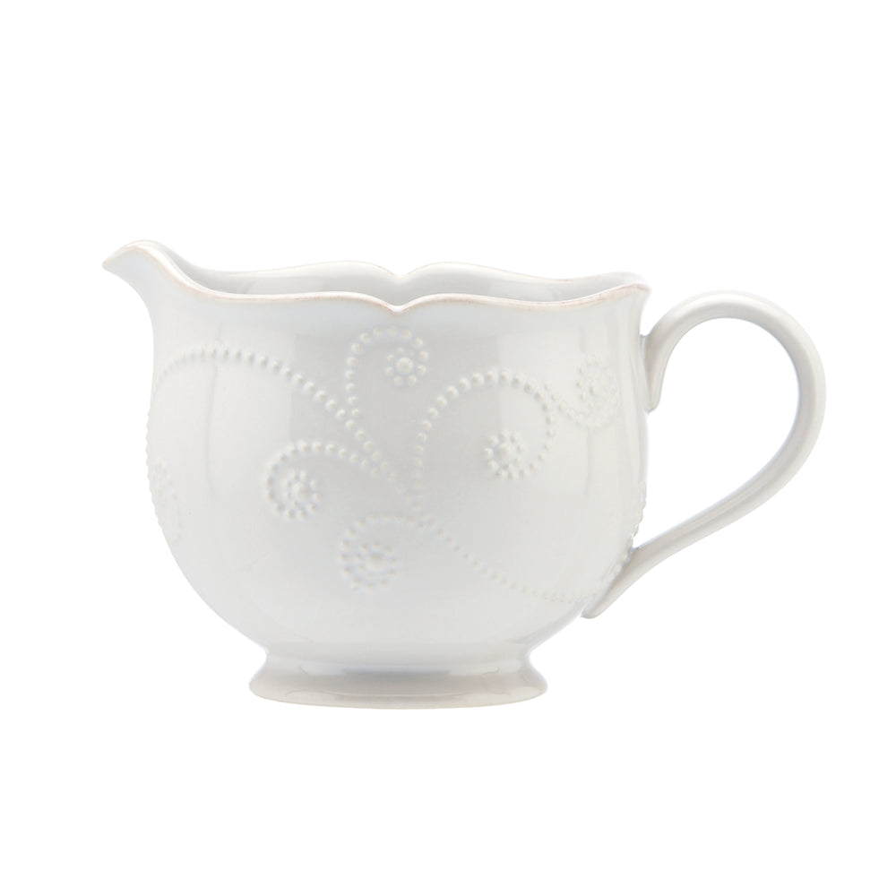 Lenox French Country Stoneware Gravy Boat with Beadwork Detail and Tea Stained Scalloped Rim 824747