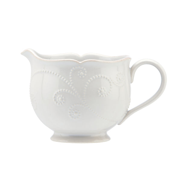 Lenox French Country Stoneware Gravy Boat with Beadwork Detail and Tea Stained Scalloped Rim 824747