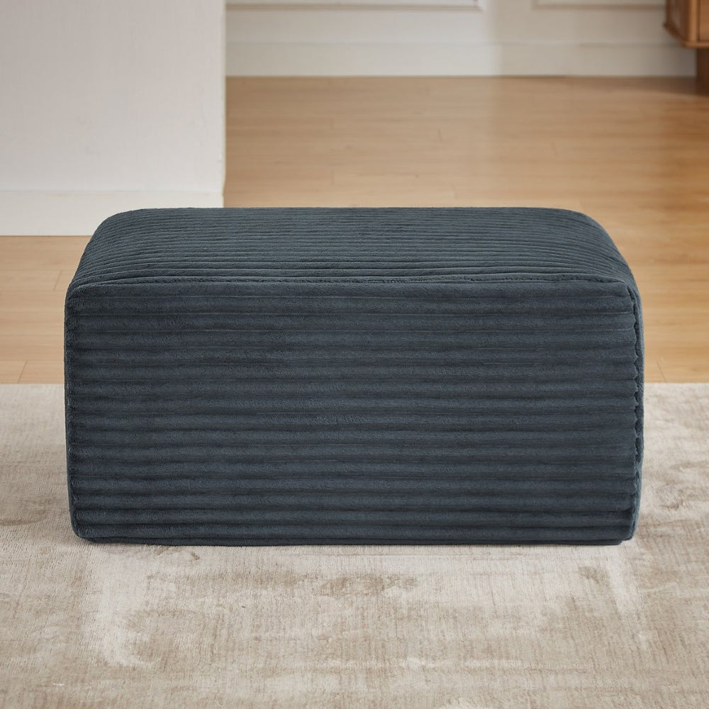 English Elm L-shaped Corduroy Cloud Sectional with Ottoman for Modern Living Room Comfort Dark Grey W2339P411749