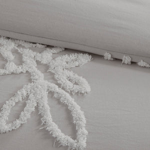 English Elm 3 Madison Park Veronica Tufted Chenille Floral Comforter Set Full/Queen Hypoallergenic Farmhouse Chic Warm Grey+White 18.9 L x 23.62 W x 10.24 H B035128913