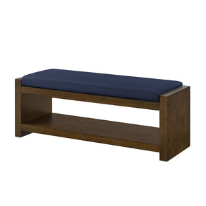 English Elm 47" Upholstered Storage Bench with Lower Shelf Padded Seat for Bedroom Entryway W2186P292101