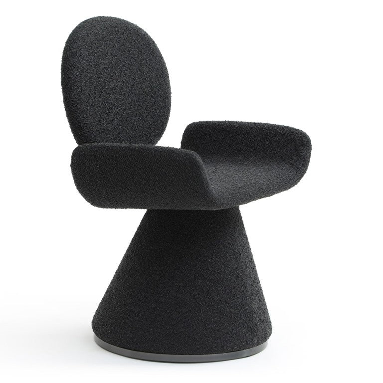 VIG Furniture Neptune Sculptural Black Fabric Dining Chair With Brushed Gun Stainless Pedestal Base, Plush Comfort VGVC-B2369-BLK