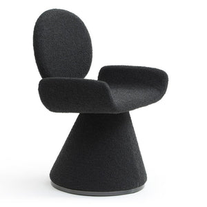 VIG Furniture Neptune Sculptural Black Fabric Dining Chair With Brushed Gun Stainless Pedestal Base, Plush Comfort VGVC-B2369-BLK