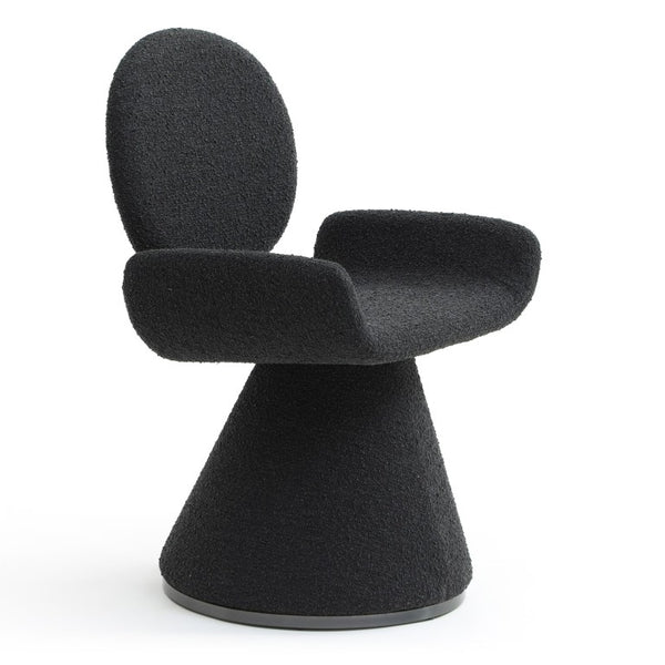 VIG Furniture Neptune Sculptural Black Fabric Dining Chair With Brushed Gun Stainless Pedestal Base, Plush Comfort VGVC-B2369-BLK