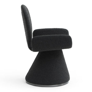 VIG Furniture Neptune Sculptural Black Fabric Dining Chair With Brushed Gun Stainless Pedestal Base, Plush Comfort VGVC-B2369-BLK