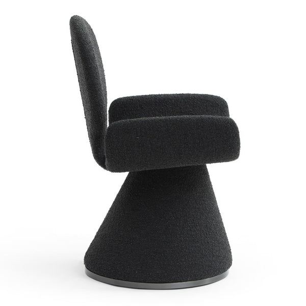 VIG Furniture Neptune Sculptural Black Fabric Dining Chair With Brushed Gun Stainless Pedestal Base, Plush Comfort VGVC-B2369-BLK