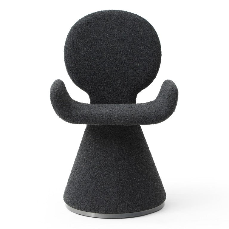 VIG Furniture Neptune Sculptural Black Fabric Dining Chair With Brushed Gun Stainless Pedestal Base, Plush Comfort VGVC-B2369-BLK