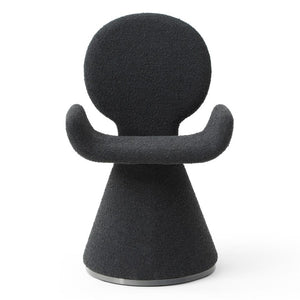 VIG Furniture Neptune Sculptural Black Fabric Dining Chair With Brushed Gun Stainless Pedestal Base, Plush Comfort VGVC-B2369-BLK