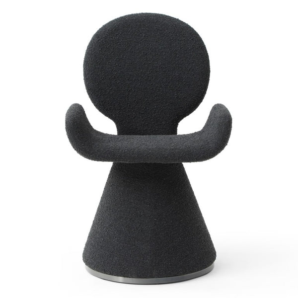 VIG Furniture Neptune Sculptural Black Fabric Dining Chair With Brushed Gun Stainless Pedestal Base, Plush Comfort VGVC-B2369-BLK