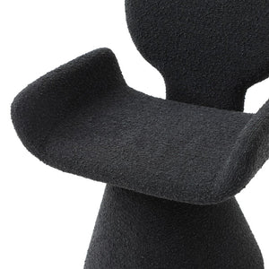 VIG Furniture Neptune Sculptural Black Fabric Dining Chair With Brushed Gun Stainless Pedestal Base, Plush Comfort VGVC-B2369-BLK