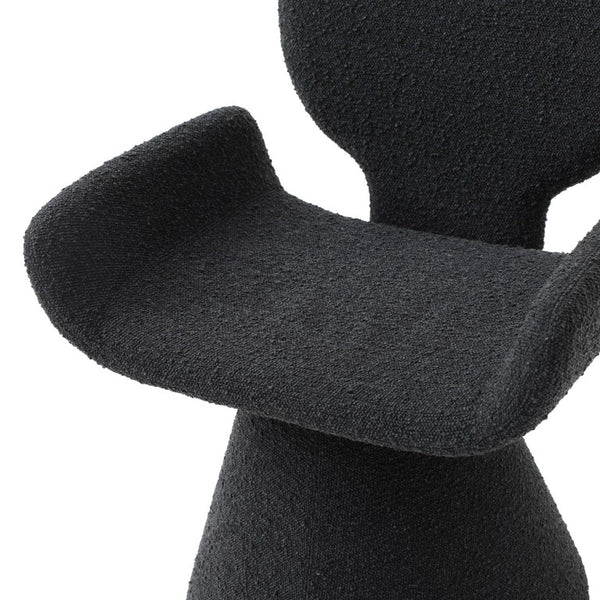 VIG Furniture Neptune Sculptural Black Fabric Dining Chair With Brushed Gun Stainless Pedestal Base, Plush Comfort VGVC-B2369-BLK