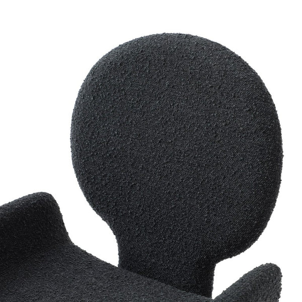 VIG Furniture Neptune Sculptural Black Fabric Dining Chair With Brushed Gun Stainless Pedestal Base, Plush Comfort VGVC-B2369-BLK