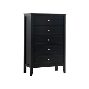 English Elm Daniel Assembled 5-Drawer Chest with English Dovetail Drawers, Metal Hardware & Solid Wood Frame Black 51 L x 34 W x 18 H B078P400744