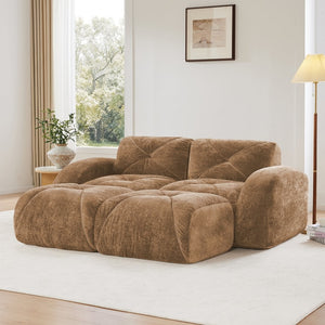English Elm U-shaped Modular Velvet Sectional Sofa Tufted Cloud Foam Seating with Movable Ottoman W714S01596