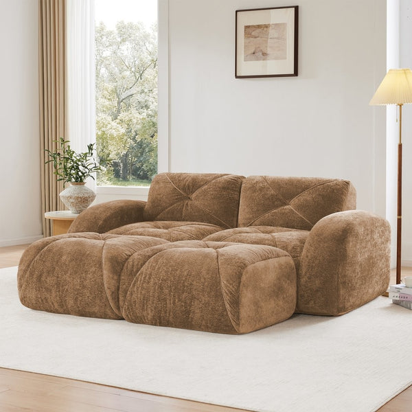 English Elm U-shaped Modular Velvet Sectional Sofa Tufted Cloud Foam Seating with Movable Ottoman W714S01596